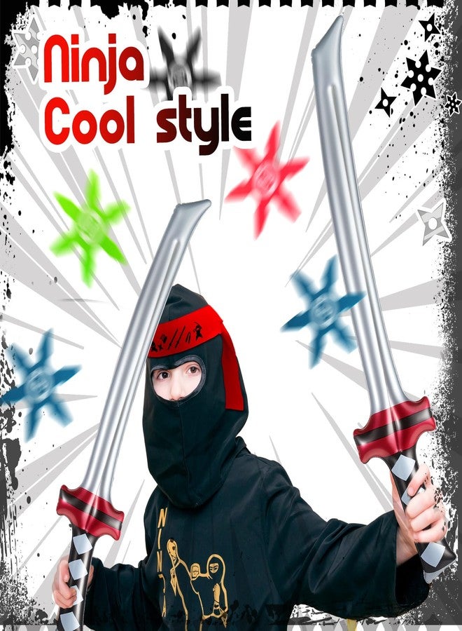 Deekin 48 Pcs Ninja Karate Party Favors Include Inflatable Sword Throwing Foam Star Toys Karate Headband for Ninja Theme Party Decoration Supplies Goodie Bag Filler Gift Costume Accessories - Image 3